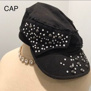 💕RHINESTONE DISTRESSED BASEBALL CAP WITH BACK TIE